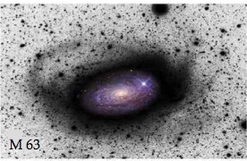 It's basically impossible to scale the whole image properly to show the spiral structure and the diffuse tidal streams. faint tidal features in M63