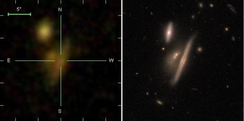 SDSS (on Earth) at left, HST (in space) at right. 
