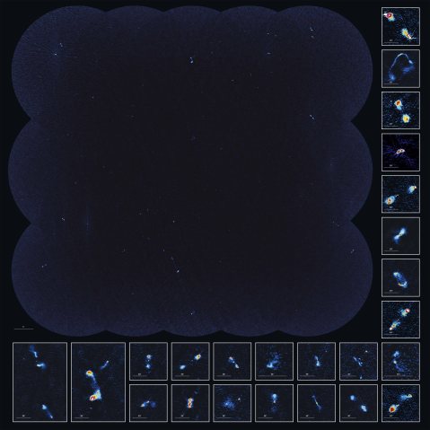 Poster showing the field and some zoomed-in sources from the VLA-COSMOS project. http://www.mpia.de/COSMOS/