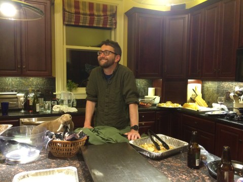 Kyle and friend at his leaving party. 